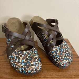 Birkenstock Papillio Lugano Mosaic Brown Birko Flor Clog 39 Colorful Comfort